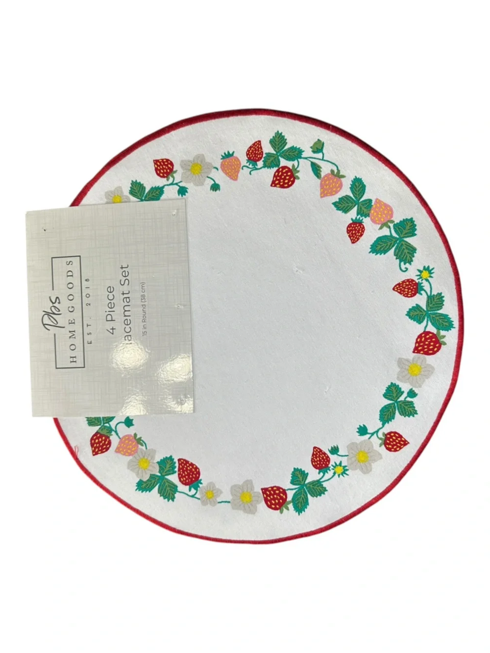 Placemat Round Strawberry Border 4 Set